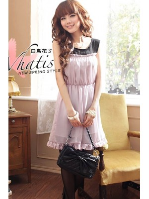 Q369*2-Tone Chiffon Dress (Purple)